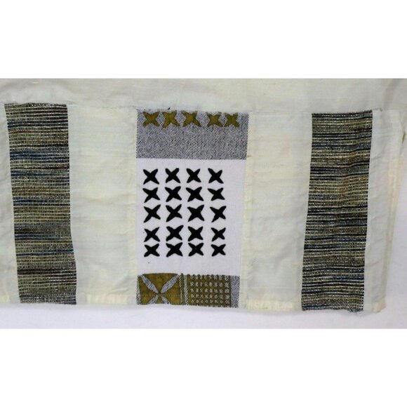 Vintage Boho White Embroidered Raw Silk Kaftan Dress - Picture 8 of 8